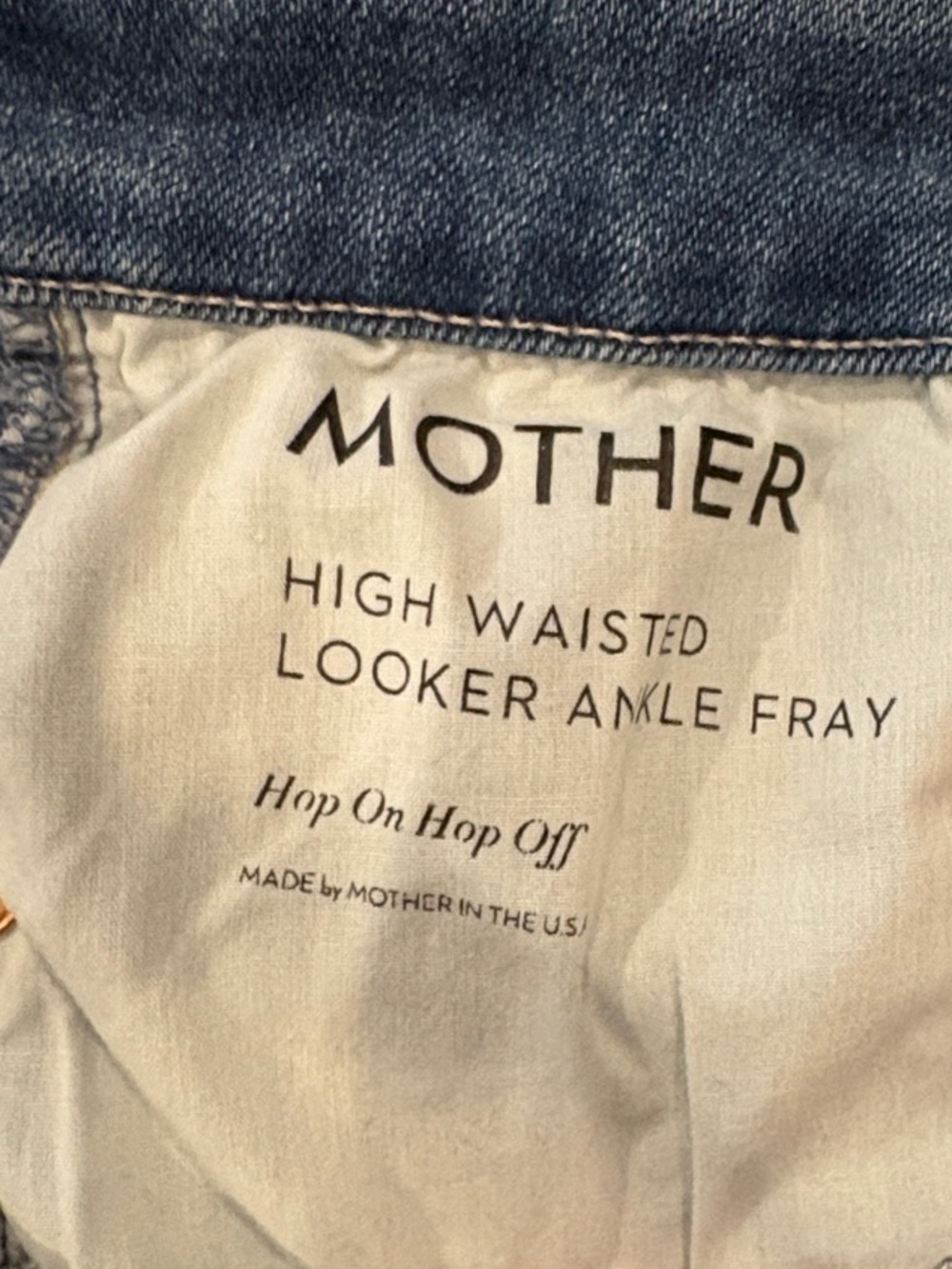 MOTHER High Waisted Looker Ankle Fray Jeans - Denim Blue